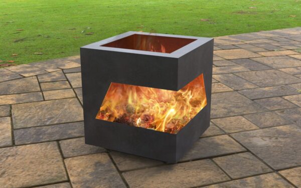 Modern Cube with cutout Design Fire Pit