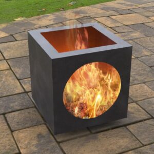 Modern Cube with circle cutout Design Fire Pit