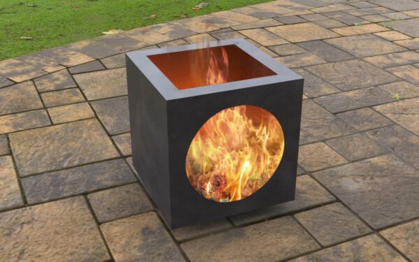 Modern Cube with circle cutout Design Fire Pit