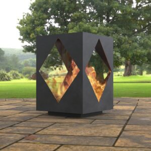 Modern Cube with rhombus cutout Design Fire Pit