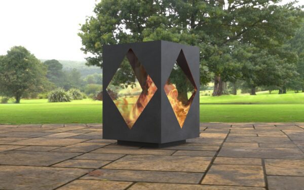 Modern Cube with rhombus cutout Design Fire Pit