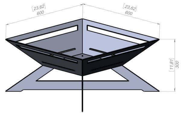 Square (X Legs Light) Design Fire Pit - Image 2