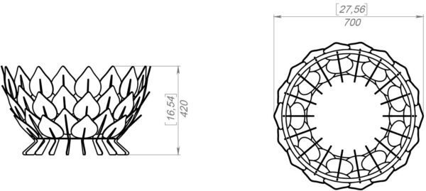 Leaves/Scales Design Fire Pit (28 inch) - Image 2