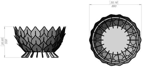 Leaves/Scales Design Fire Pit (35 inch) - Image 2