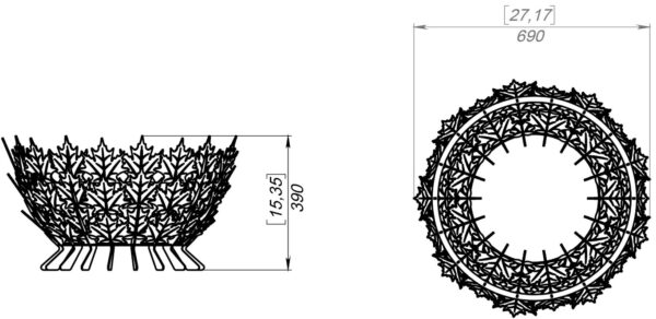 Maple Leaves/Scales Design Fire Pit (27 inch) - Image 2