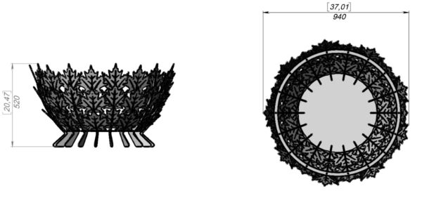 Maple Leaves/Scales Design Fire Pit (37 inch) - Image 2