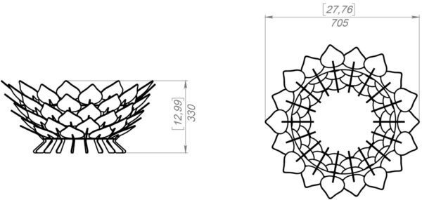 Open Leaves/Scales Design Fire Pit (28 inch) - Image 2