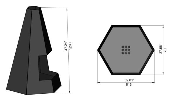 Pyramid (Hexagon Double Sided) Design Fire Pit - Image 2